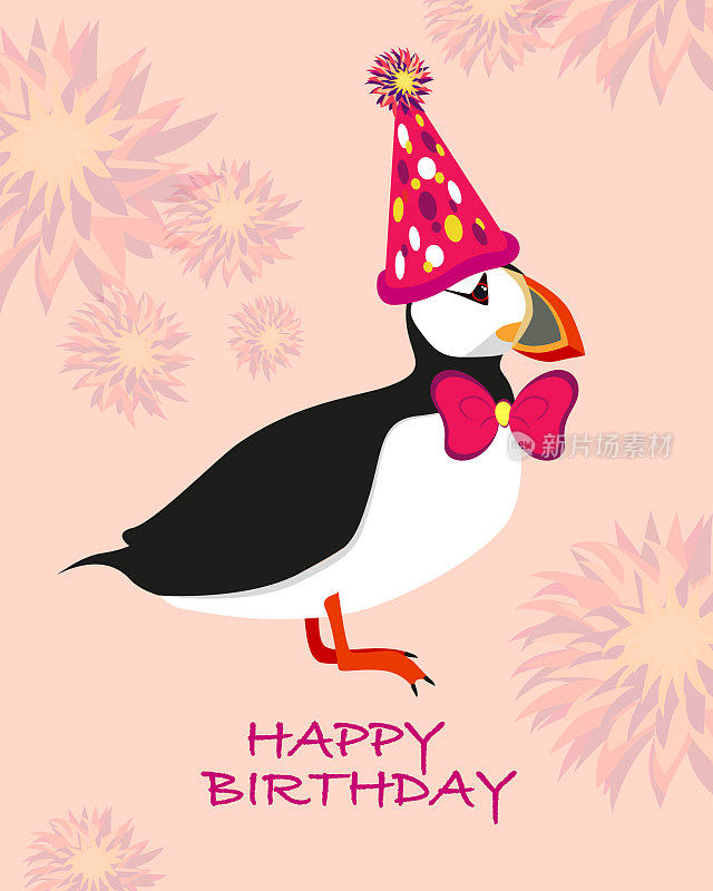 Puffin Happy Birthday card,